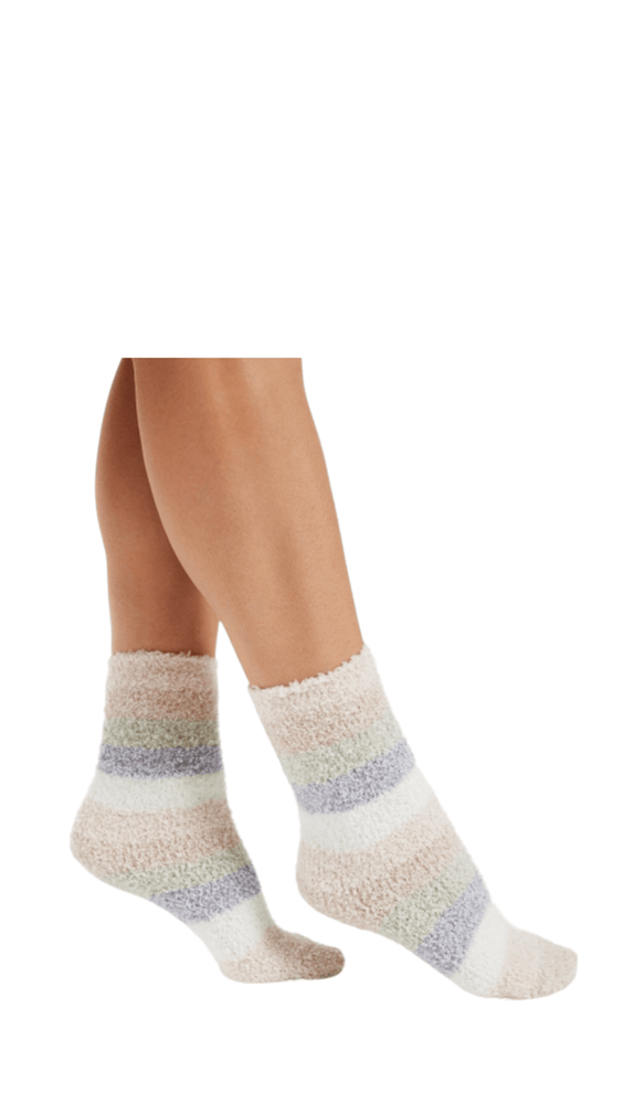 Stripe Plush Socks- Heather Latte