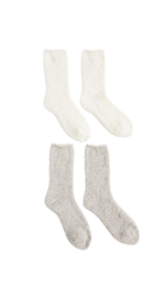 2 Pack Plush Socks- Heather Grey