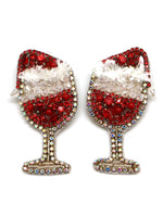 Wine+Santa Hat Earrings