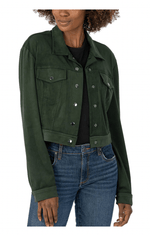 Lorelei Cropped Faux Suede Jacket-Hunter