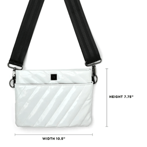 Diagonal Bum Bag 2.0- White Patent