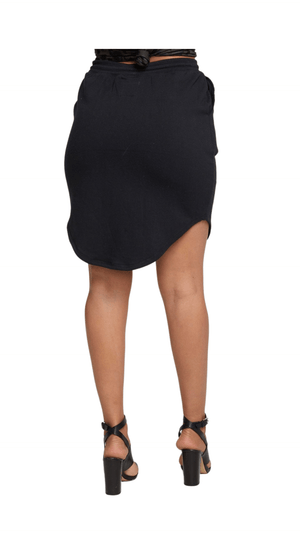 Cotton Fleece Shirttail Skirt-True Black