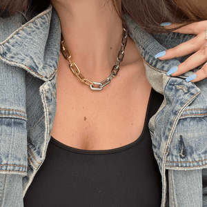 Jenna Link Chain Necklace-Two Tone