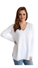 Rib Neck Sweater- White