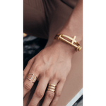 Jamie Side Cross Bracelet- Gold
