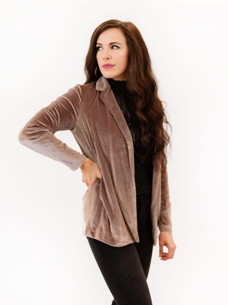 Velour Blazer- Taupe FINAL SALE