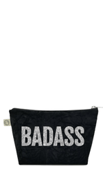 Silver Glitter Black Velvet Makeup Bag