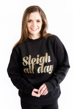 Sleigh All Day Glitter Sweatshirt- Black/Gold