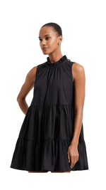 Rhodes Poplin Sleeveless Tiered Dress-Black FINAL SALE