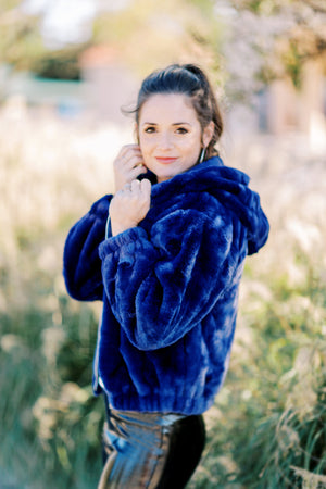 Buona Faux Fur Hooded Jacket- Eclipse