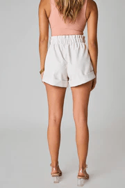 Peyton Paperbag Vegan Leather Shorts-Powder