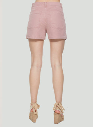 High Rise Shorts- Dusty Rose Wash