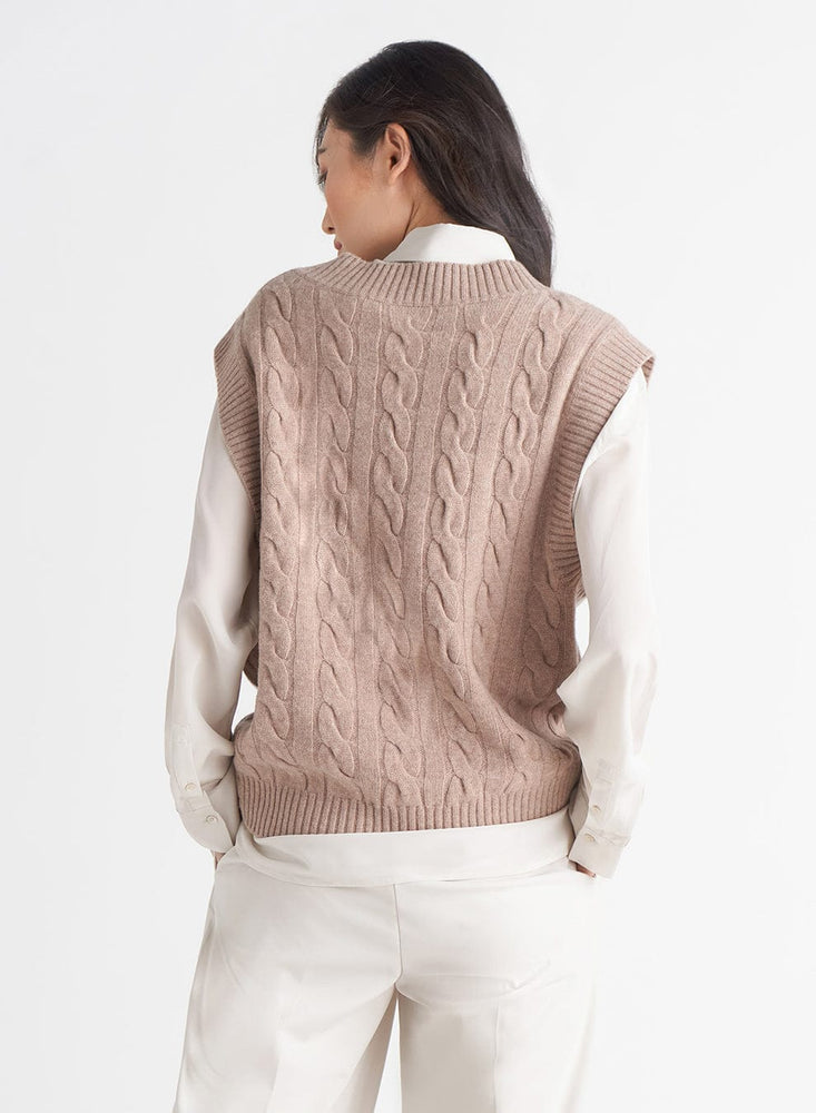 Mimosa Women's Knit Sweater Vest | Knit Sweater Vest | Arden NY Small / Light Taupe
