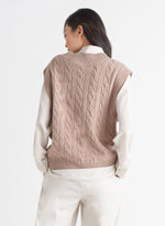 Cable Knit Sweater Vest-Taupe