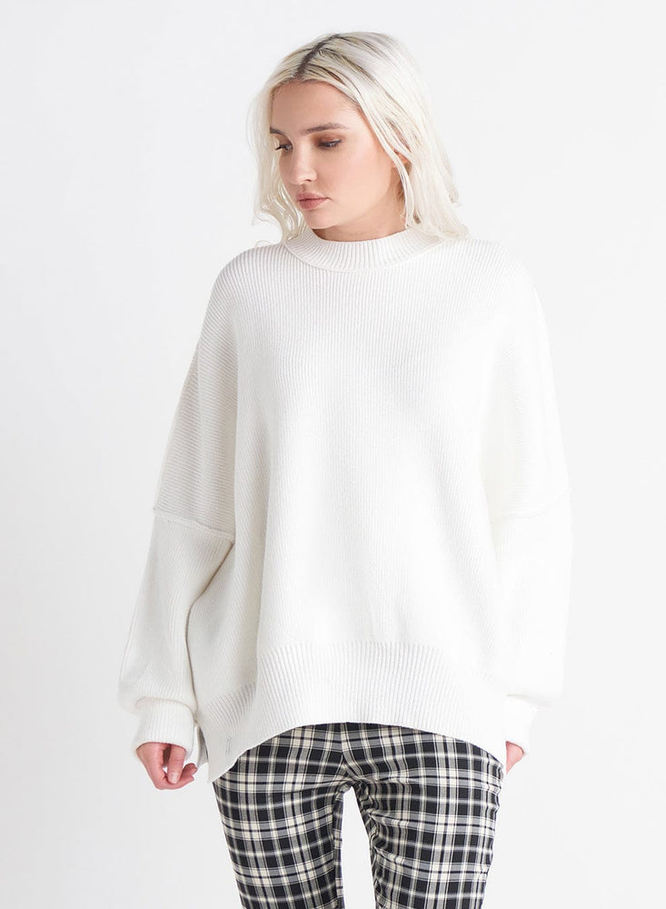 Exposed Seams Tunic Sweater- Off White