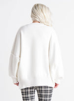 Exposed Seams Tunic Sweater- Off White